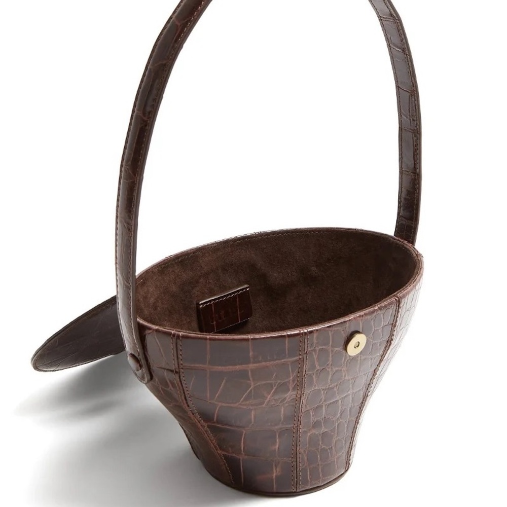 STAUD Alice Brown Faux Croc Bag NWT